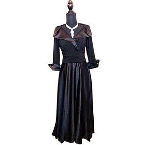 BLACK FORMAL EVENING GOWN & LONG FLOOR LENGTH PARTY DRESS W/ 3/4 SLEEVE